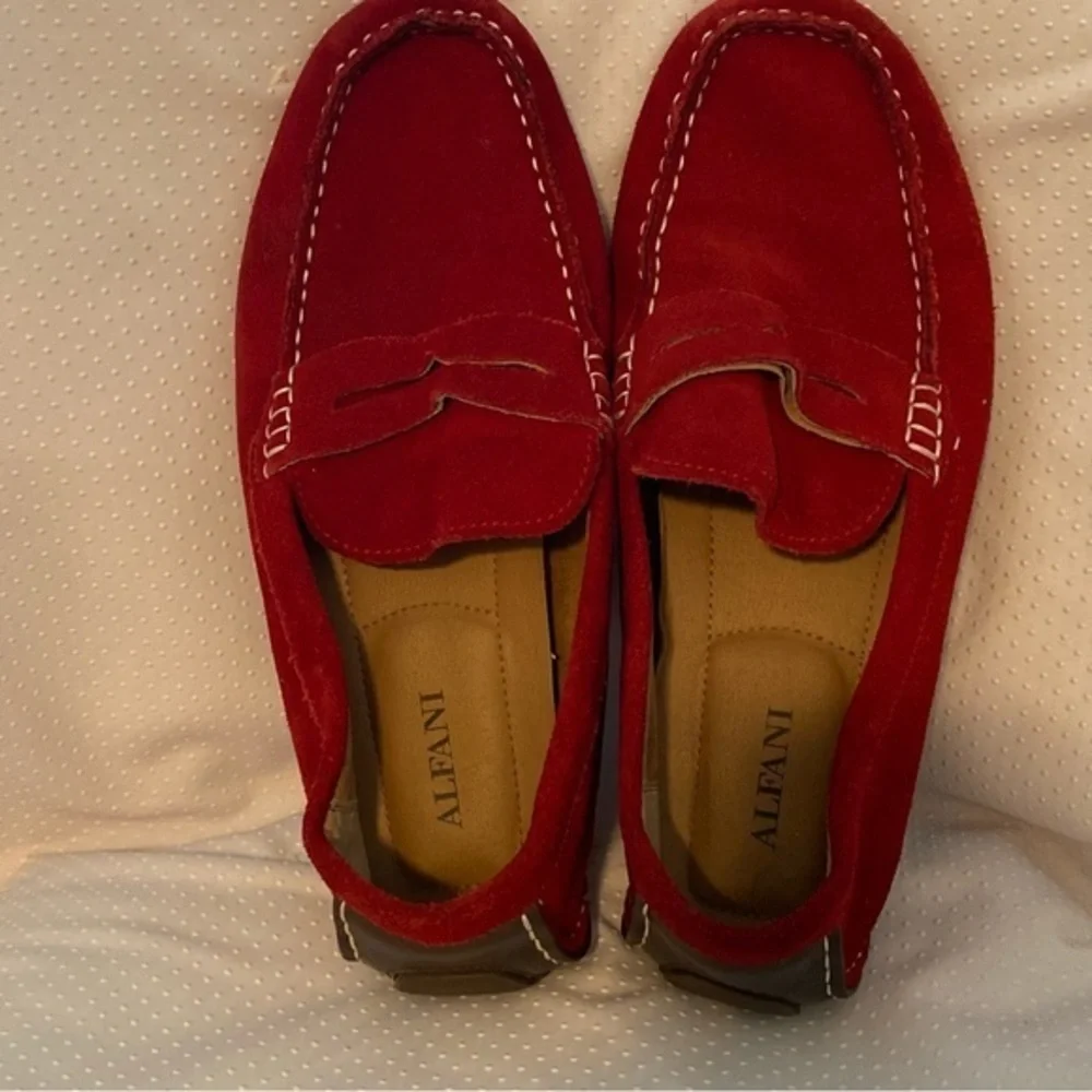 Alfani Shoes Mens Size 9M Red‎ Slip On Loafers Leather